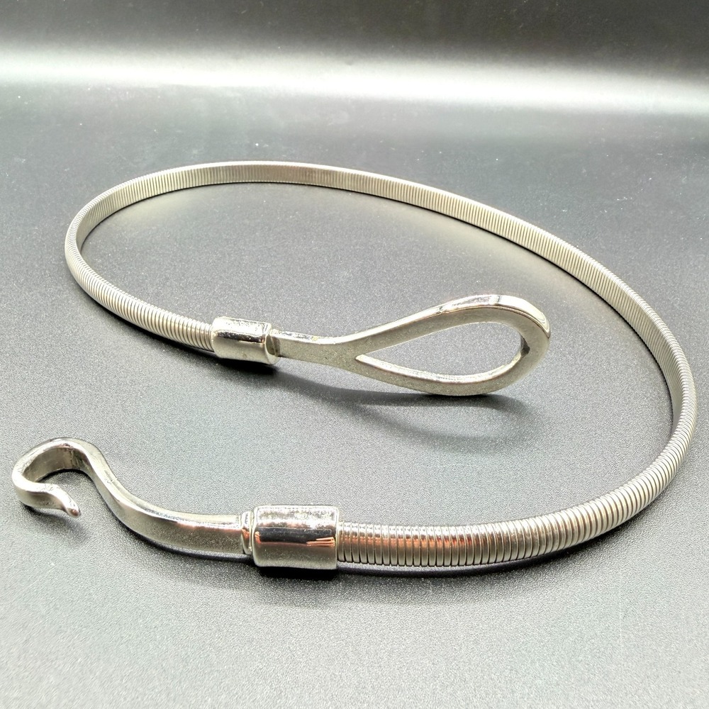 Silver Tone Flexible Snake Chain Necklace Hook Clasp Modern Minimalist Gift